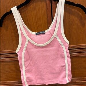Brandy Melville Pink and Cream Tank Top